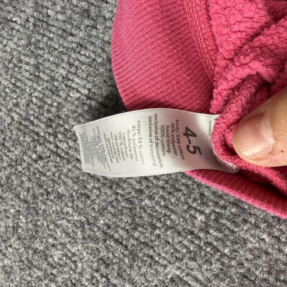 OshKosh B'gosh Hoodie Girls 4 Pink Full Zip Logo Fleece Sweatshirt Graphic